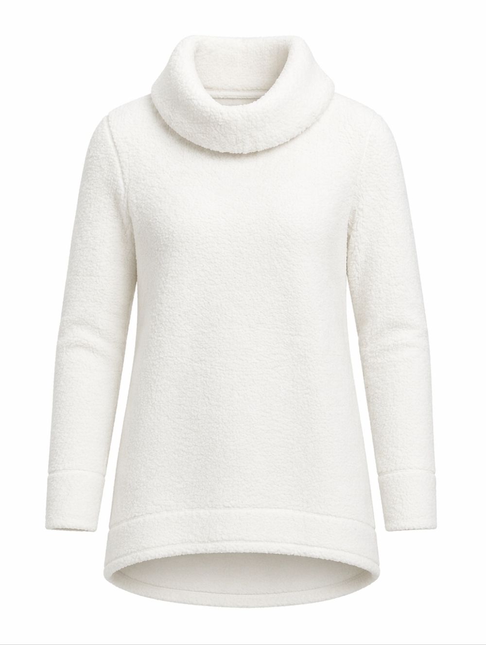Plush Cowl Neck Sweater Pullover - White